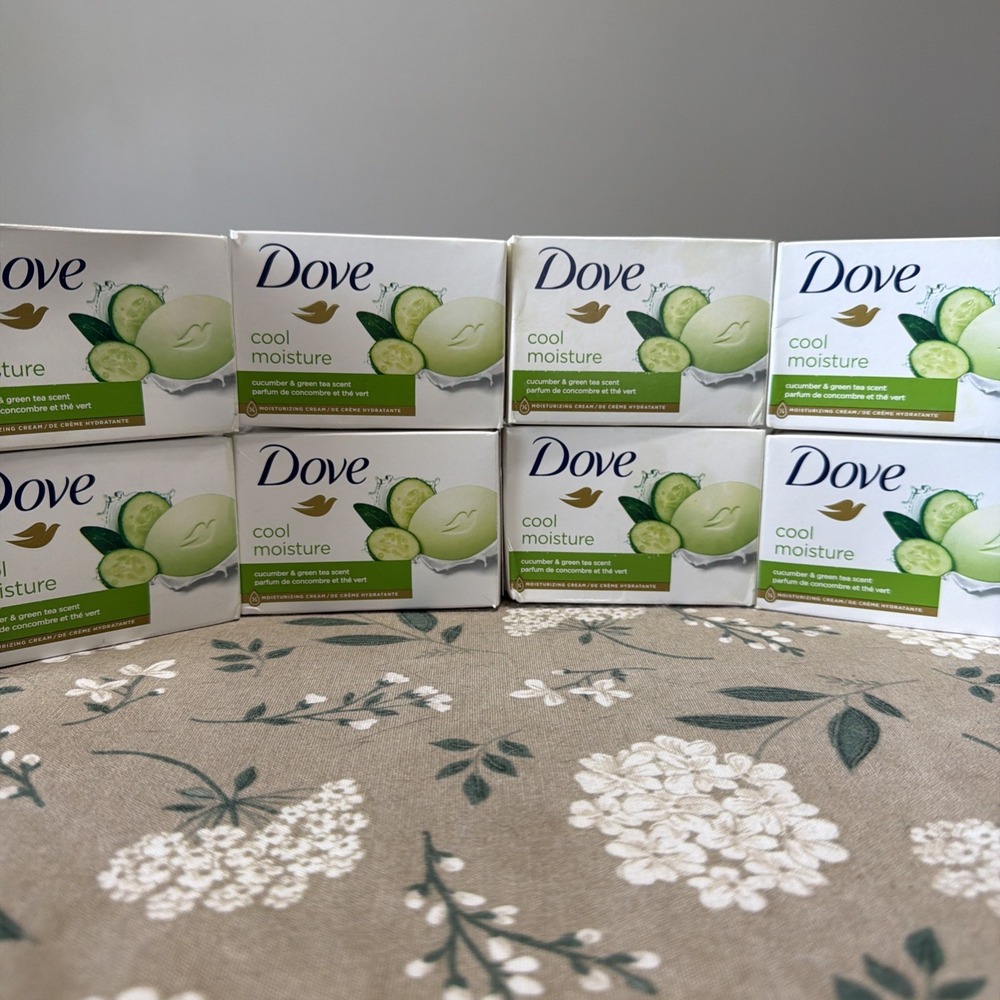 Dove Cool Moisture Beauty Bar Soap 3.17 oz 8 Pack Cucumber & Green Tea New